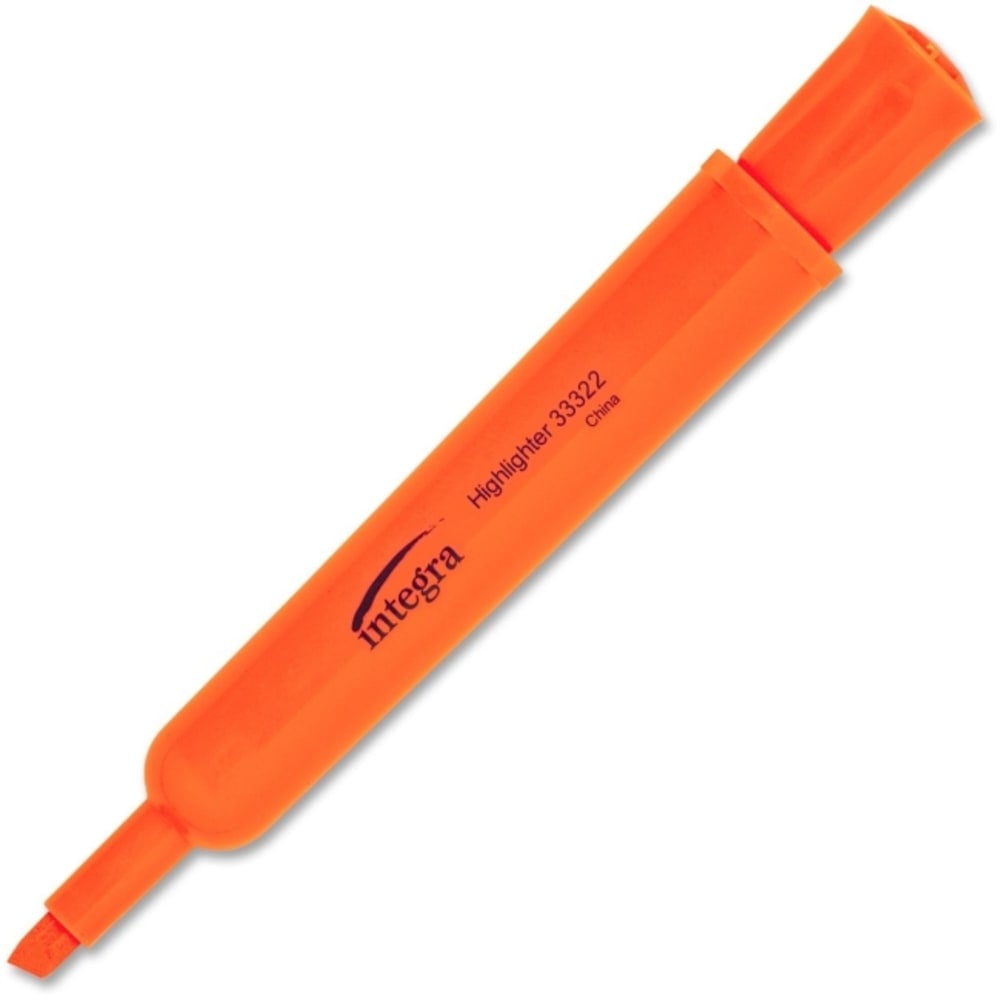 Integra Chisel Desk Liquid Highlighters - Chisel Marker Point Style - Fluorescent Orange - 1 Dozen (Min Order Qty 6) MPN:33322