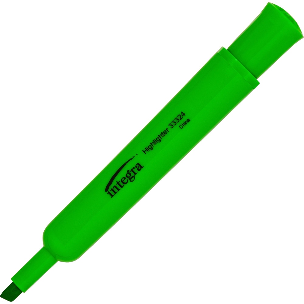 Integra Chisel Desk Liquid Highlighters - Chisel Marker Point Style - Green - 1 Dozen (Min Order Qty 7) MPN:33324