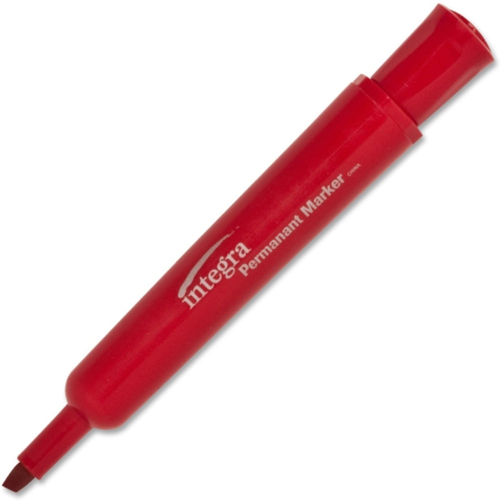 Integra Permanent Chisel Markers, Red, Pack Of 12 (Min Order Qty 6) MPN:33328