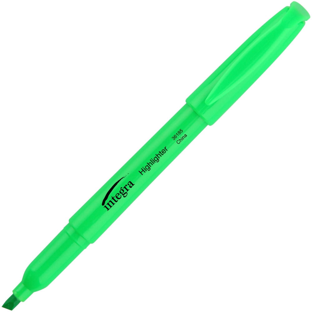 Integra Pen Style Fluorescent Highlighters - Chisel Marker Point Style - Green - 12 / Dozen (Min Order Qty 14) MPN:36185