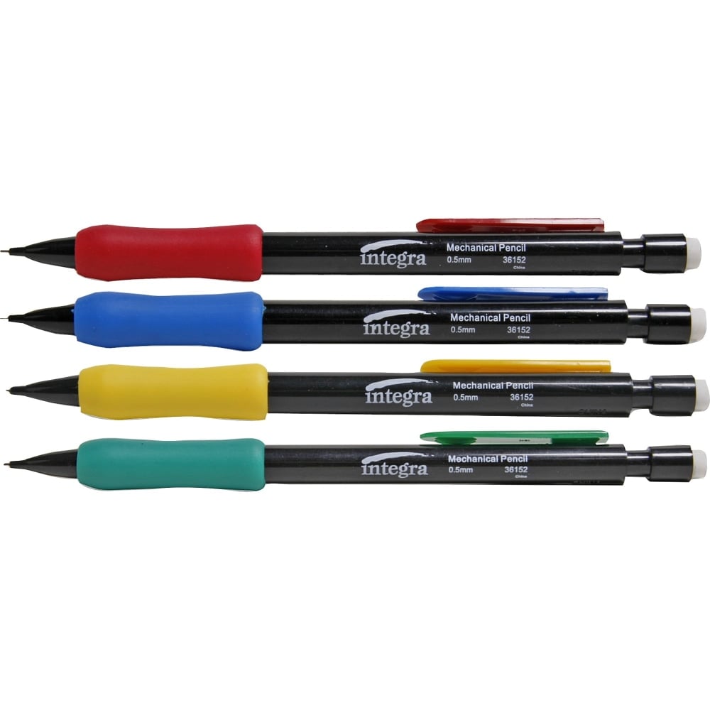 Integra Grip Mechanical Pencils - 0.5 mm Lead Diameter - Refillable - Assorted Barrel - 1 Dozen (Min Order Qty 7) MPN:36152