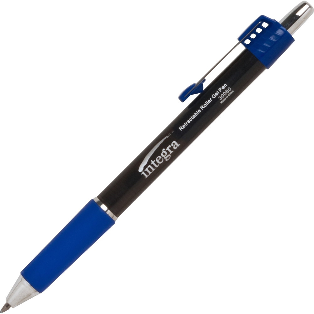 Integra Retractable Roller Gel Pen with Metal Clip - 0.7 mm Pen Point Size - Retractable - Blue Gel-based Ink - Blue Barrel - 12 / Dozen (Min Order Qty 5) MPN:30080