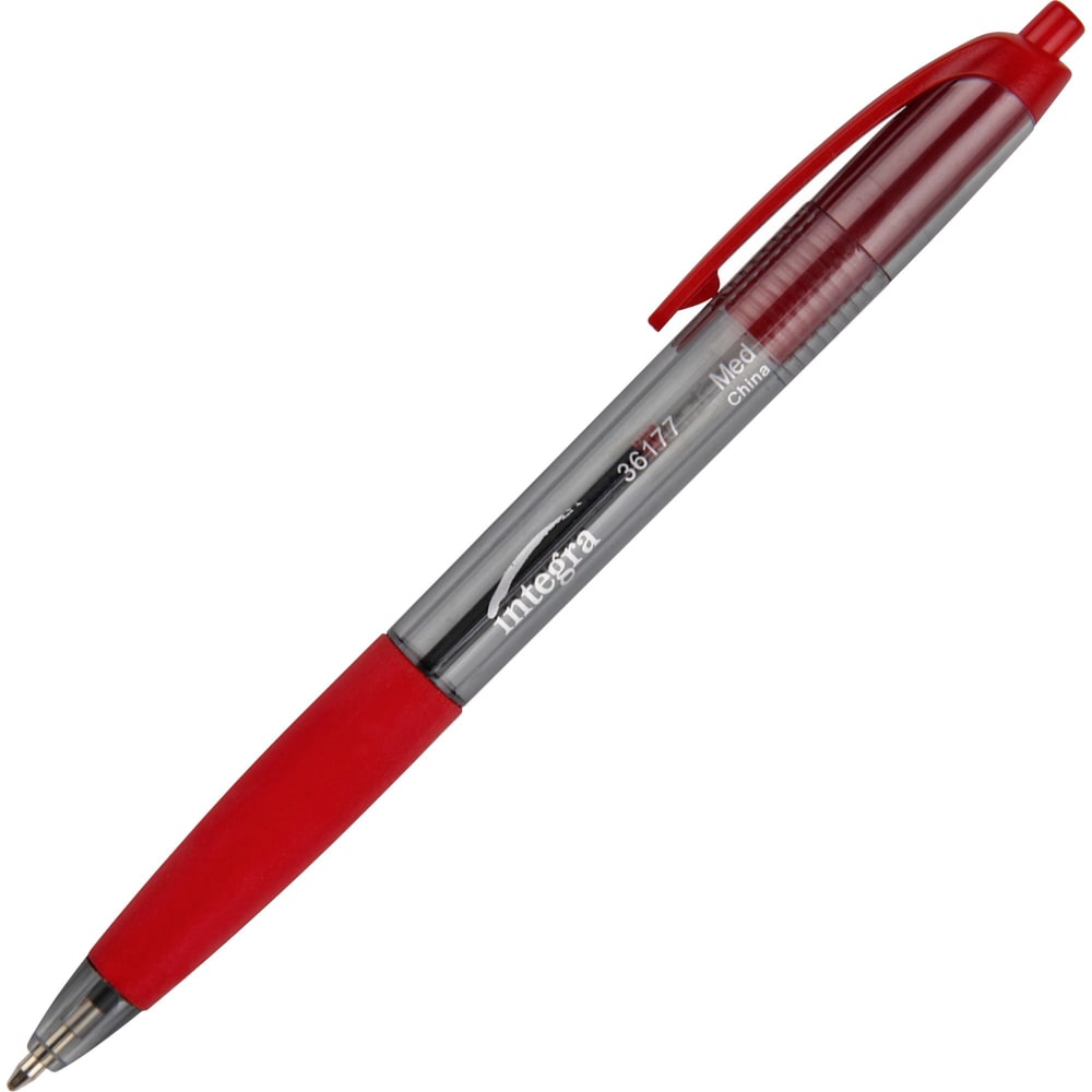 Integra Retractable Ballpoint Pens, Medium Point, Red (Min Order Qty 11) MPN:36177