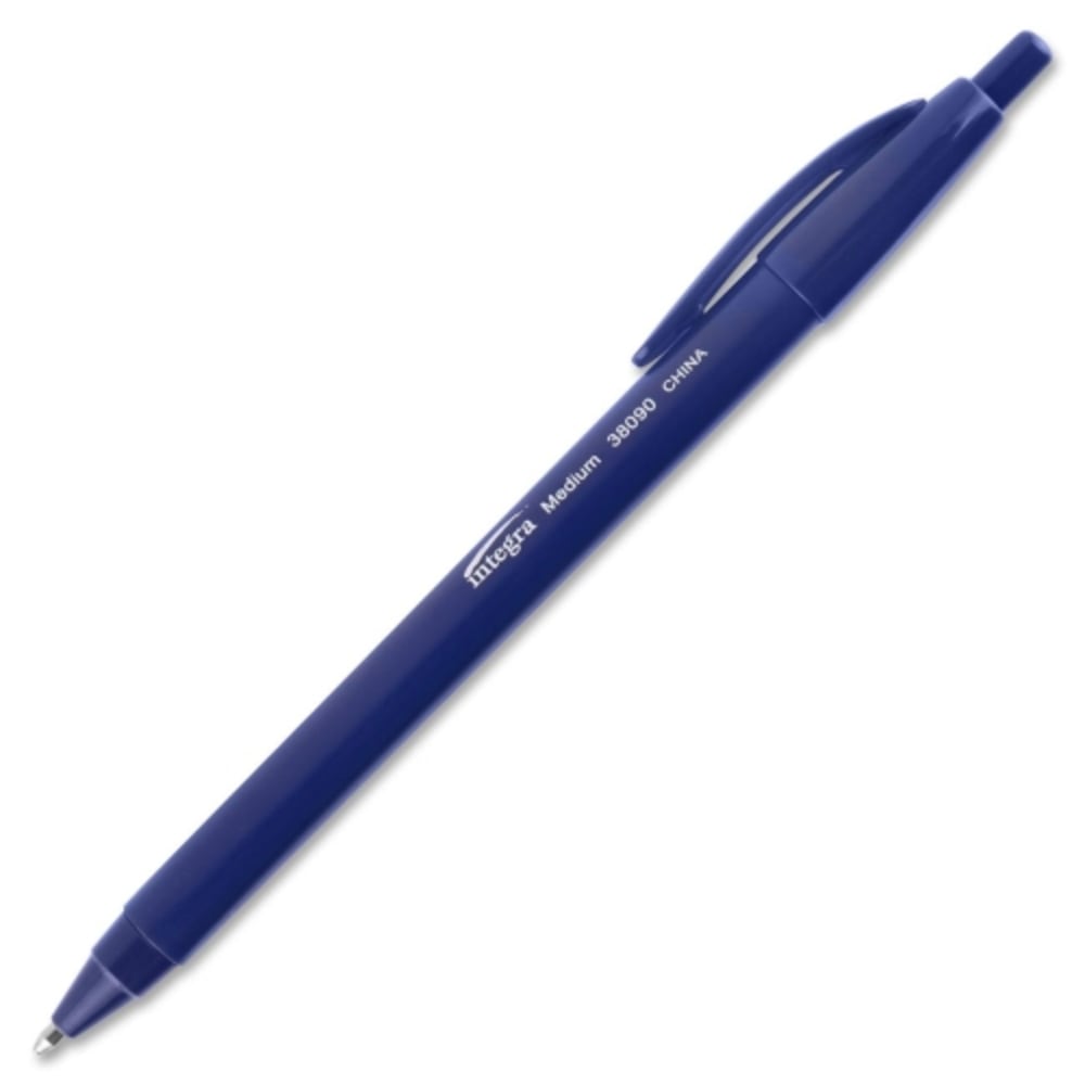 Integra Triangular Barrel Retractable Ballpnt Pens - Medium Pen Point - Blue - Blue Plastic Barrel - 12 / Dozen (Min Order Qty 13) MPN:38090