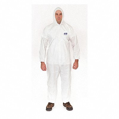 Coverall w/Attached Hood S White PK25 MPN:8015