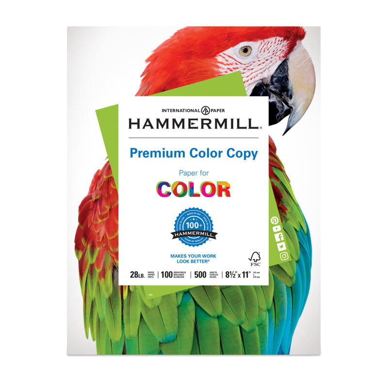 Hammermill Color Multi-Use Printer & Copy Paper, White, Letter (8.5in x 11in), 500 Sheets Per Ream, 28 Lb, 100 Brightness (Min Order Qty 4) MPN:102467