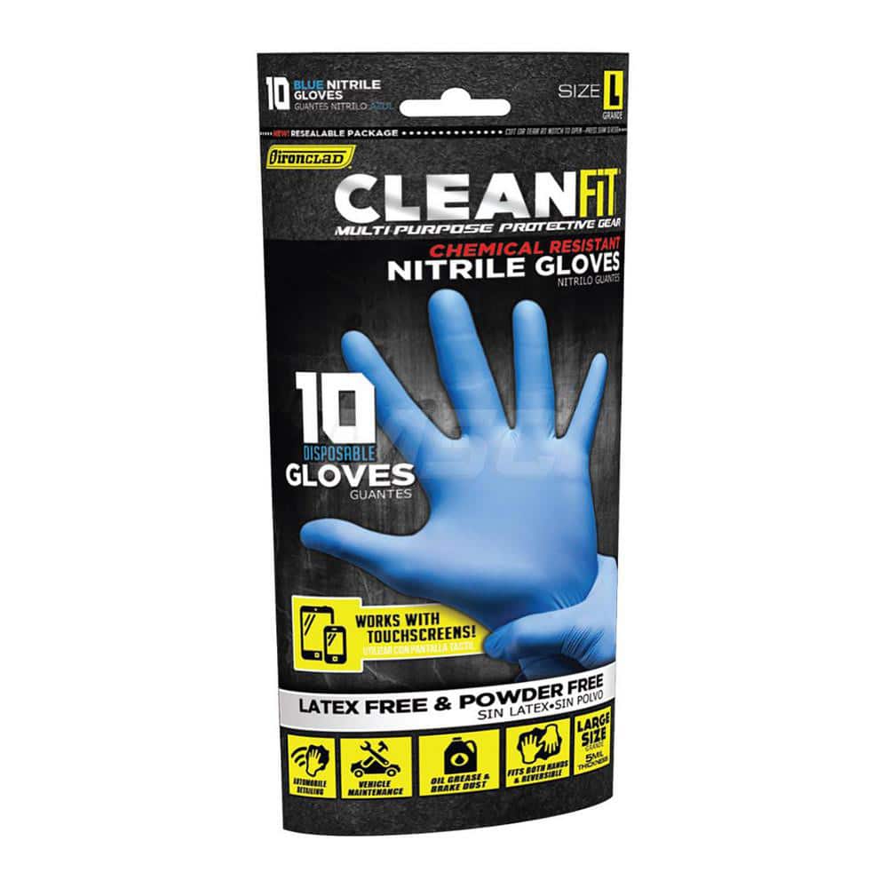 Disposable Gloves: 5 mil Thick, Nitrile-Coated, Nitrile, Industrial Grade MPN:M02008