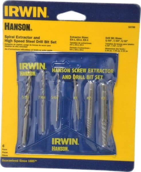 Bolt & Screw Extractor Set: Spiral Flute Screw Extractor MPN:53700