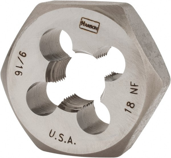 Hex Rethreading Die: 9/16-18, Right Hand, 1-7/16