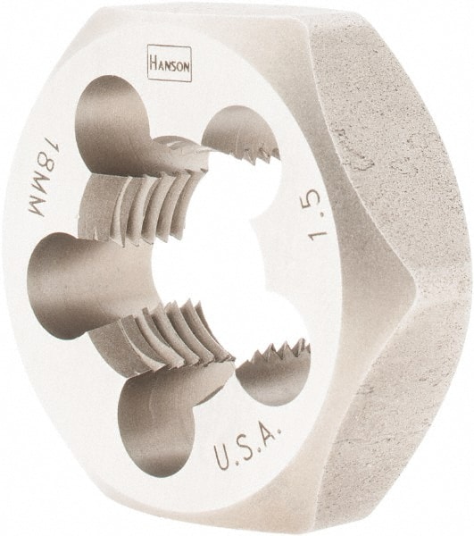 Hex Rethreading Die: M18x1.5, Right Hand, 1-7/16