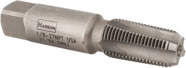 Standard Pipe Tap: 1/8-27, NPT, 4 Flutes, Carbon Steel, Bright/Uncoated MPN:1902ZR