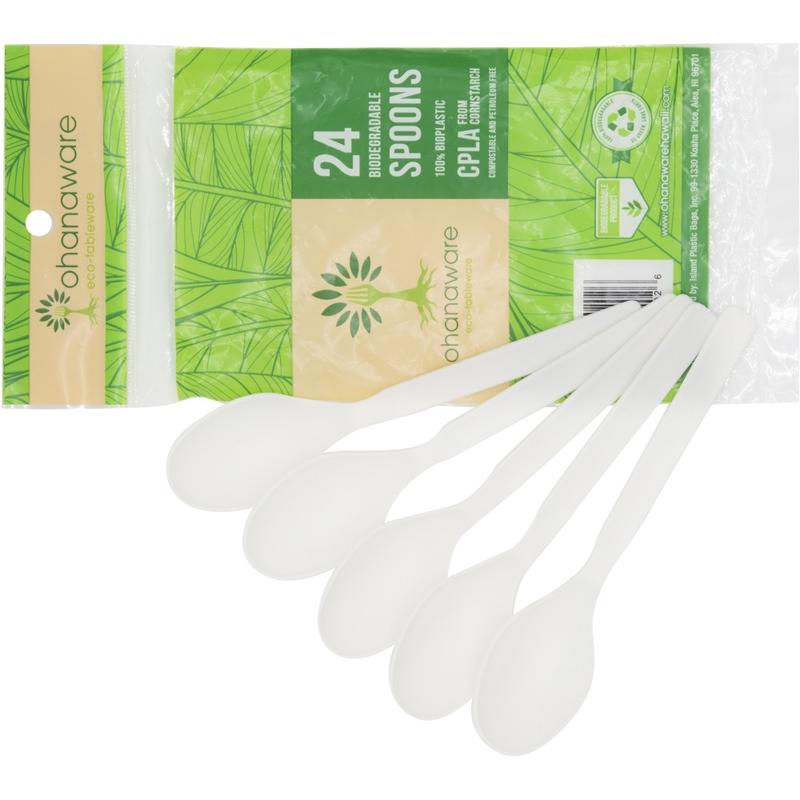 Ohanaware Disposable Cutlery, Spoons, White, Pack Of 24 (Min Order Qty 42) MPN:D-PLAS-R