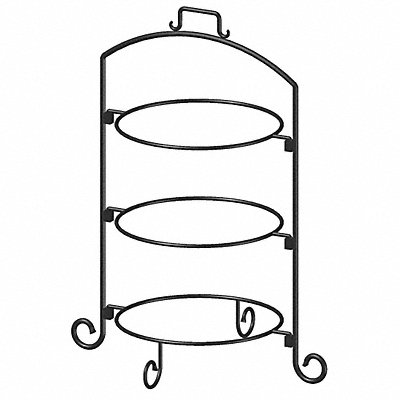 Round Plate Stand Black Iron 3 Tier 12In MPN:WR-123