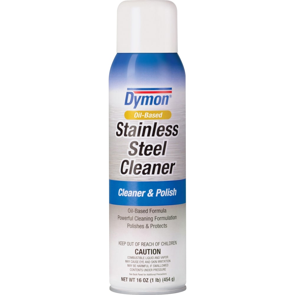 Dymon Oil-based Stainless Steel Cleaner - For Stainless Steel, Aluminum, Chrome, Copper, Brass - 16 fl oz (0.5 quart) - Neutral Scent - 1 Each - pH Balanced - White (Min Order Qty 5) MPN:20920