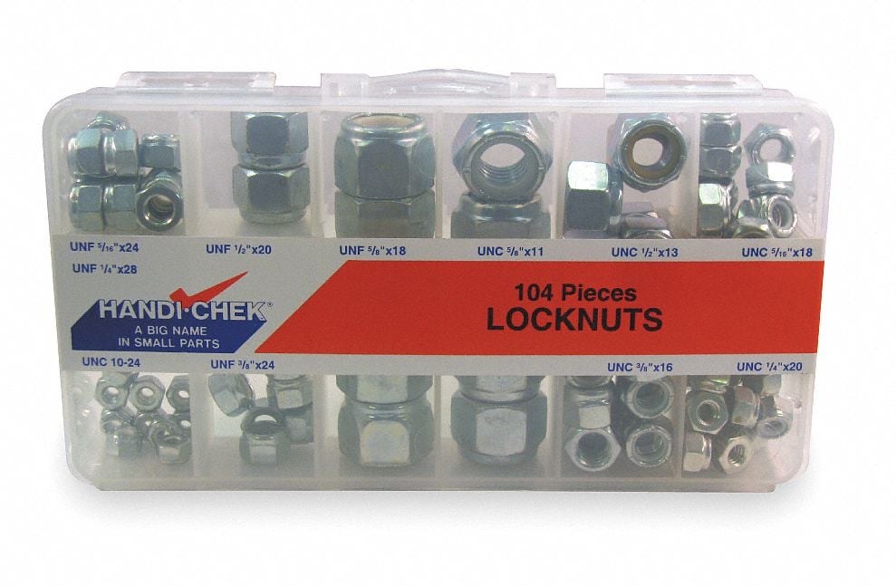 Hx LockNt Asrt Zinc Plated Steel 104PK MPN:DISP-LNUT104