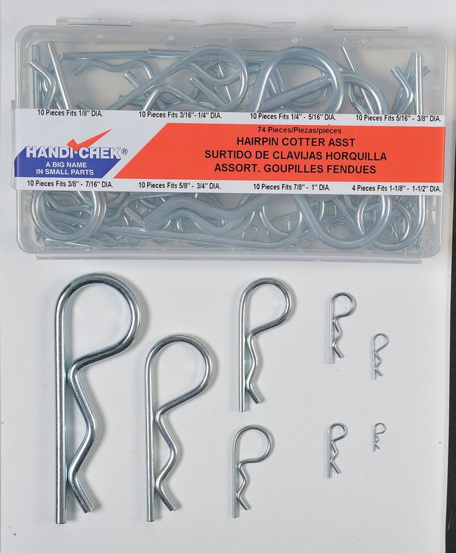 Hairpin Cotter Asst Zinc 74 Pcs 8 Sizes MPN:WWG-DISP-BP074