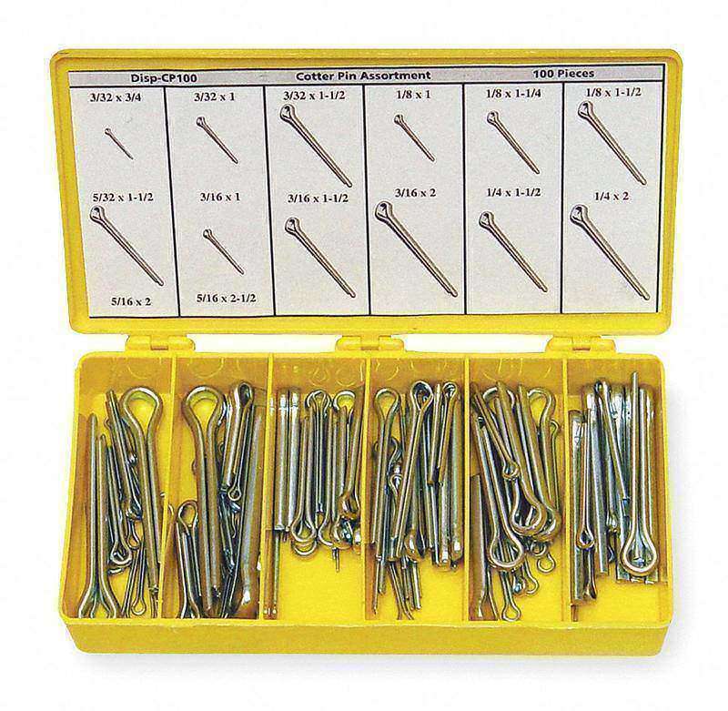 Cotter Pin Asst LCS Zinc 1200Pcs 10Sizes MPN:WWG-DISP-CP1200