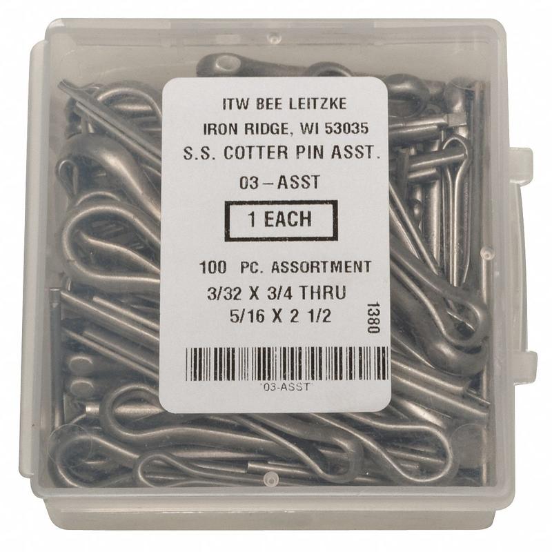 Cotter Pin Asst 18-8 100 Pcs 14 Sizes MPN:WWG-DISP-CPS100