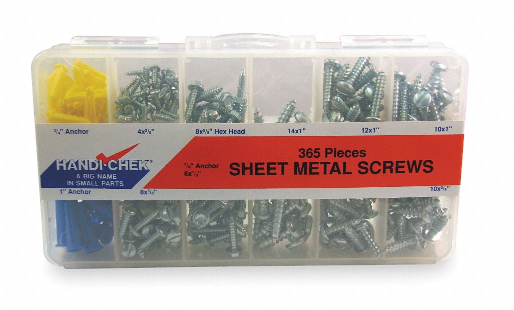 Sheet Metal Screw Asst Pan Zinc 365 PC MPN:WWG-DISP-SCREW365