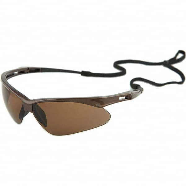 Safety Glass: Scratch-Resistant, Polycarbonate, Brown Lenses, Full-Framed, UV Protection MPN:50017