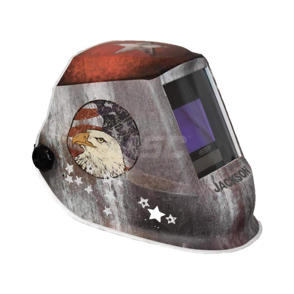 Welding Helmet: Red White & Blue, Nylon, Shade 5 to 9 & 9 to 13 MPN:47103