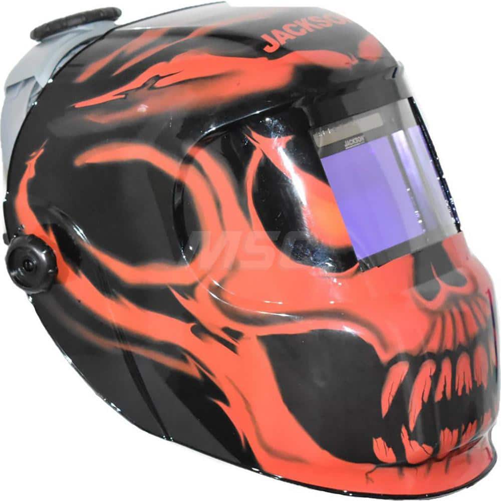 Welding Helmet: Black & Red, Nylon, Shade 9 to 13 MPN:47105