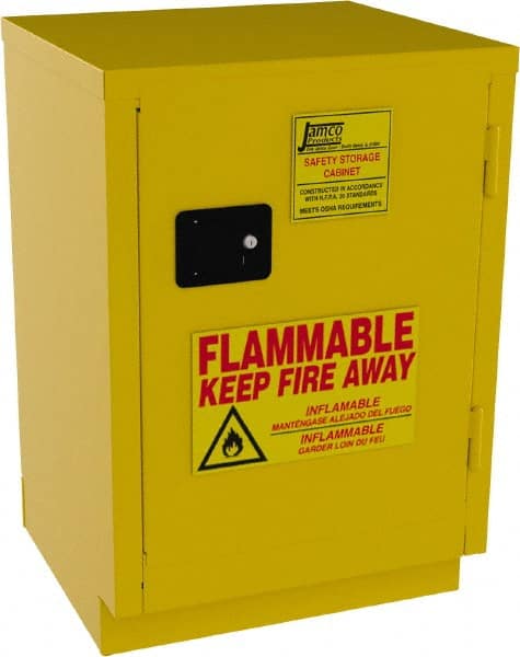 Flammable & Hazardous Storage Cabinets: 12 gal Drum, 1 Door, 1 Shelf, Self Closing, Yellow MPN:BK12-YP