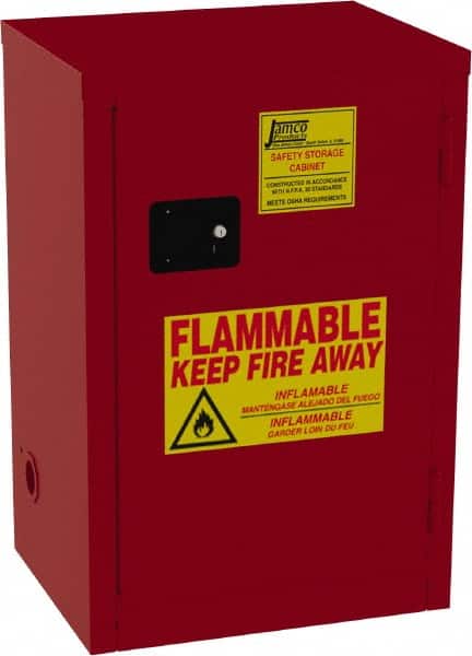 Flammable & Hazardous Storage Cabinets: 18 gal Drum, 1 Door, 2 Shelf, Self Closing, Red MPN:BN18-RP
