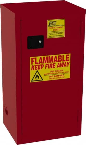 Flammable & Hazardous Storage Cabinets: 24 gal Drum, 1 Door, 3 Shelf, Self Closing, Red MPN:BN24-RP