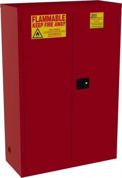 Flammable & Hazardous Storage Cabinets: 72 gal Drum, 2 Door, 5 Shelf, Self Closing, Red MPN:BN72-RP