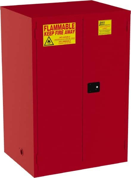 Flammable & Hazardous Storage Cabinets: 120 gal Drum, 2 Door, 5 Shelf, Manual Closing, Red MPN:BP120-RP