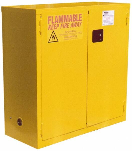 Flammable & Hazardous Storage Cabinets: 30 gal Drum, 2 Door, 1 Shelf, Self Closing, Yellow MPN:BS30