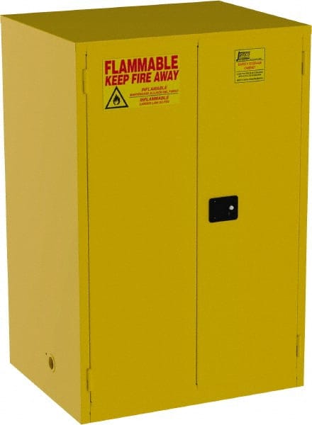 Flammable & Hazardous Storage Cabinets: 90 gal Drum, 2 Door, 2 Shelf, Self Closing, Yellow MPN:BS90-YP