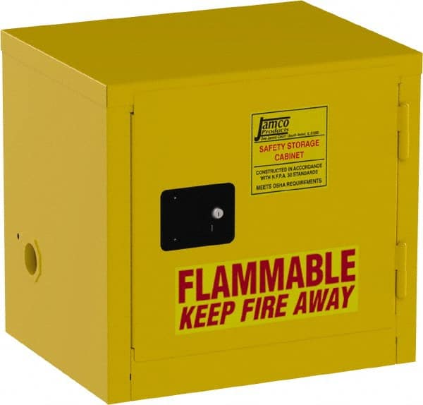 Flammable & Hazardous Storage Cabinets: 6 gal Drum, 1 Door, Manual Closing, Yellow MPN:BY06-YP