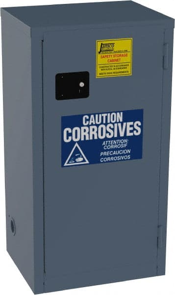 Flammable & Hazardous Storage Cabinets: 18 gal Drum, 1 Door, 2 Shelf, Self Closing, Blue MPN:CK18-BP