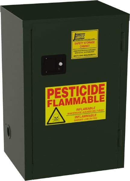 Flammable & Hazardous Storage Cabinets: 12 gal Drum, 1 Door, 1 Shelf, Self Closing, Green MPN:FK12-EP