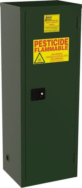 Flammable & Hazardous Storage Cabinets: 24 gal Drum, 1 Door, 3 Shelf, Self Closing, Green MPN:FK24-EP