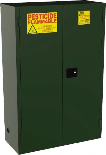 Flammable & Hazardous Storage Cabinets: 45 gal Drum, 2 Door, 2 Shelf, Self Closing, Green MPN:FK45-EP