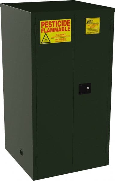 Flammable & Hazardous Storage Cabinets: 60 gal Drum, 2 Door, 2 Shelf, Self Closing, Green MPN:FK60-EP