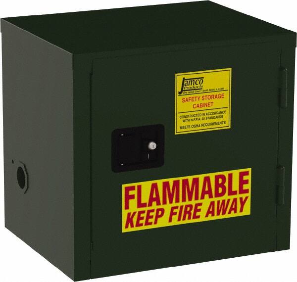 Flammable & Hazardous Storage Cabinets: 6 gal Drum, 1 Door, Manual Closing, Green MPN:FL06-EP