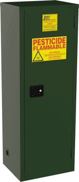 Flammable & Hazardous Storage Cabinets: 24 gal Drum, 1 Door, 3 Shelf, Manual Closing, Green MPN:FL24-EP