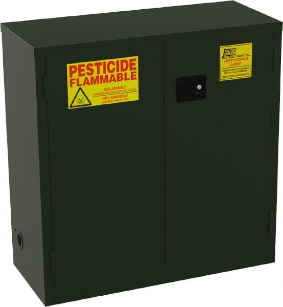 Flammable & Hazardous Storage Cabinets: 30 gal Drum, 2 Door, 1 Shelf, Manual Closing, Green MPN:FL30-EP