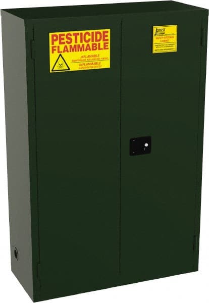 Flammable & Hazardous Storage Cabinets: 45 gal Drum, 2 Door, 2 Shelf, Manual Closing, Green MPN:FL45-EP