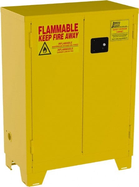 Flammable & Hazardous Storage Cabinets: 28 gal Drum, 2 Door, 2 Shelf, Manual Closing, Yellow MPN:FM28-YP