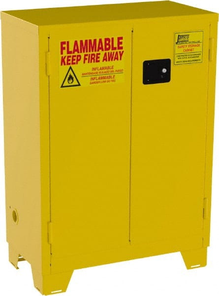 Flammable & Hazardous Storage Cabinets: 28 gal Drum, 2 Door, 2 Shelf, Self Closing, Yellow MPN:FS28-YP