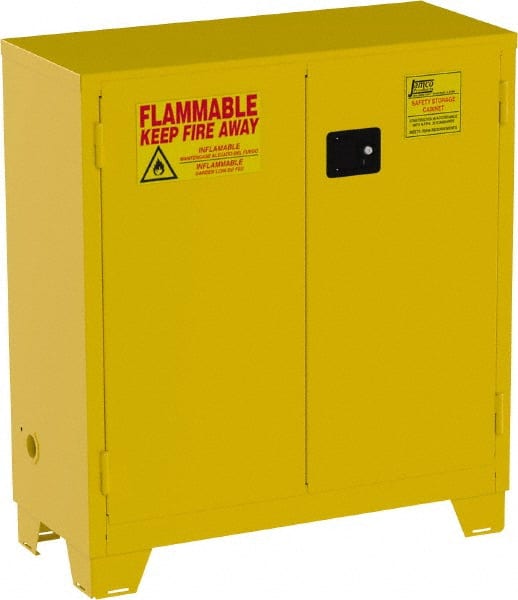 Flammable & Hazardous Storage Cabinets: 30 gal Drum, 2 Door, 1 Shelf, Self Closing, Yellow MPN:FS30-YP