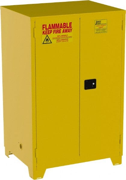 Flammable & Hazardous Storage Cabinets: 90 gal Drum, 2 Door, 2 Shelf, Self Closing, Yellow MPN:FS90-YP