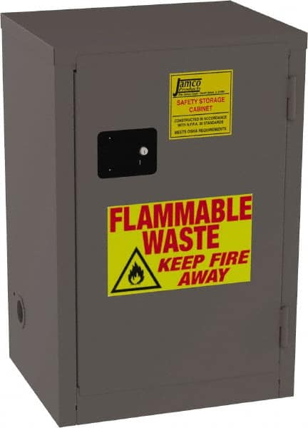 Flammable & Hazardous Storage Cabinets: 12 gal Drum, 1 Door, 1 Shelf, Manual Closing, Yellow MPN:RC12-YP