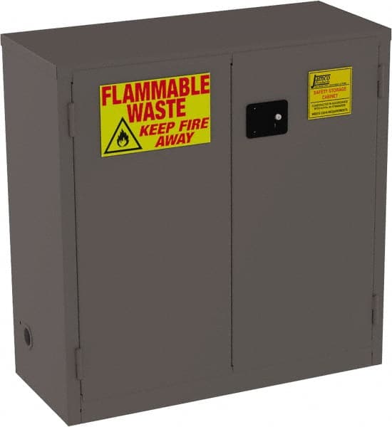 Flammable & Hazardous Storage Cabinets: 30 gal Drum, 2 Door, 1 Shelf, Manual Closing, Yellow MPN:RC30-YP