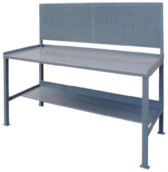 Stationary Heavy-Duty Workbench with Pegboard Panel: Gray MPN:WR472